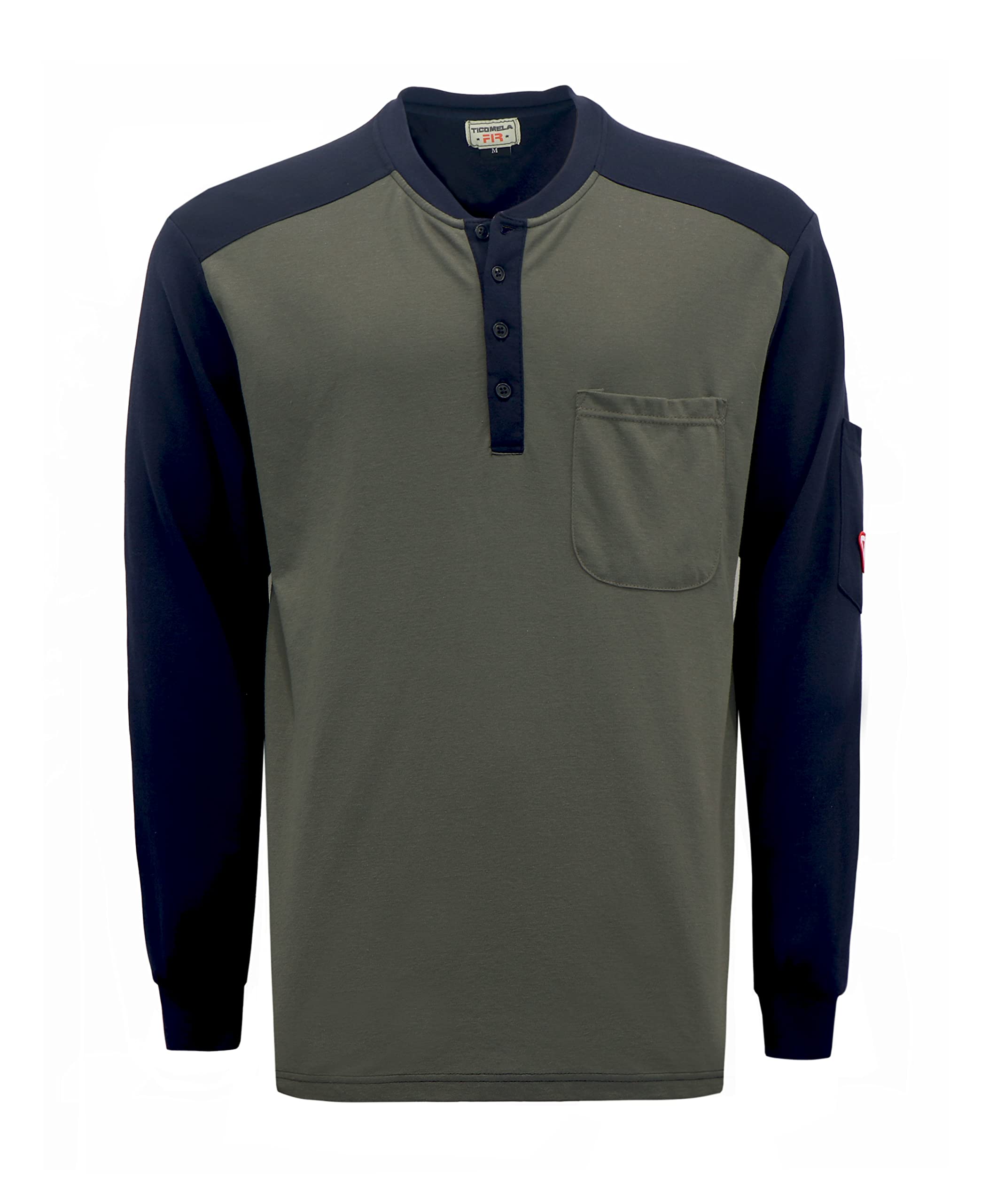 TICOMELA FR T Shirt Flame Resistant Shirt 5.5oz 100% Cotton Light Weight Workwear Men's Long Sleeve Henley Shirts