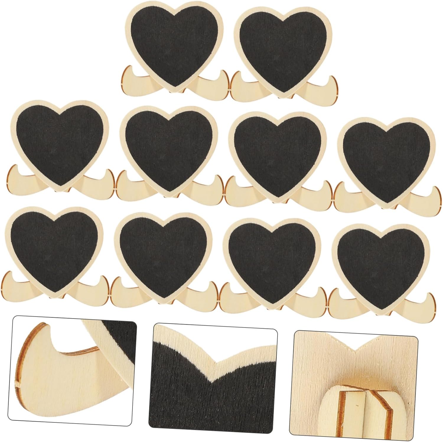 10pcs Heart Shaped Mini Chalkboard Signs Wood Decorative Photo Props