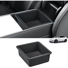 LUCKEASY Armrest Box for Tesla Model Y Juniper 2025 2026 | 2026 Juniper /Model 3 Highland 2024-2026 Accessories, Not Fit Standard, Console Organizer Up Layer, ABS Interior, Black