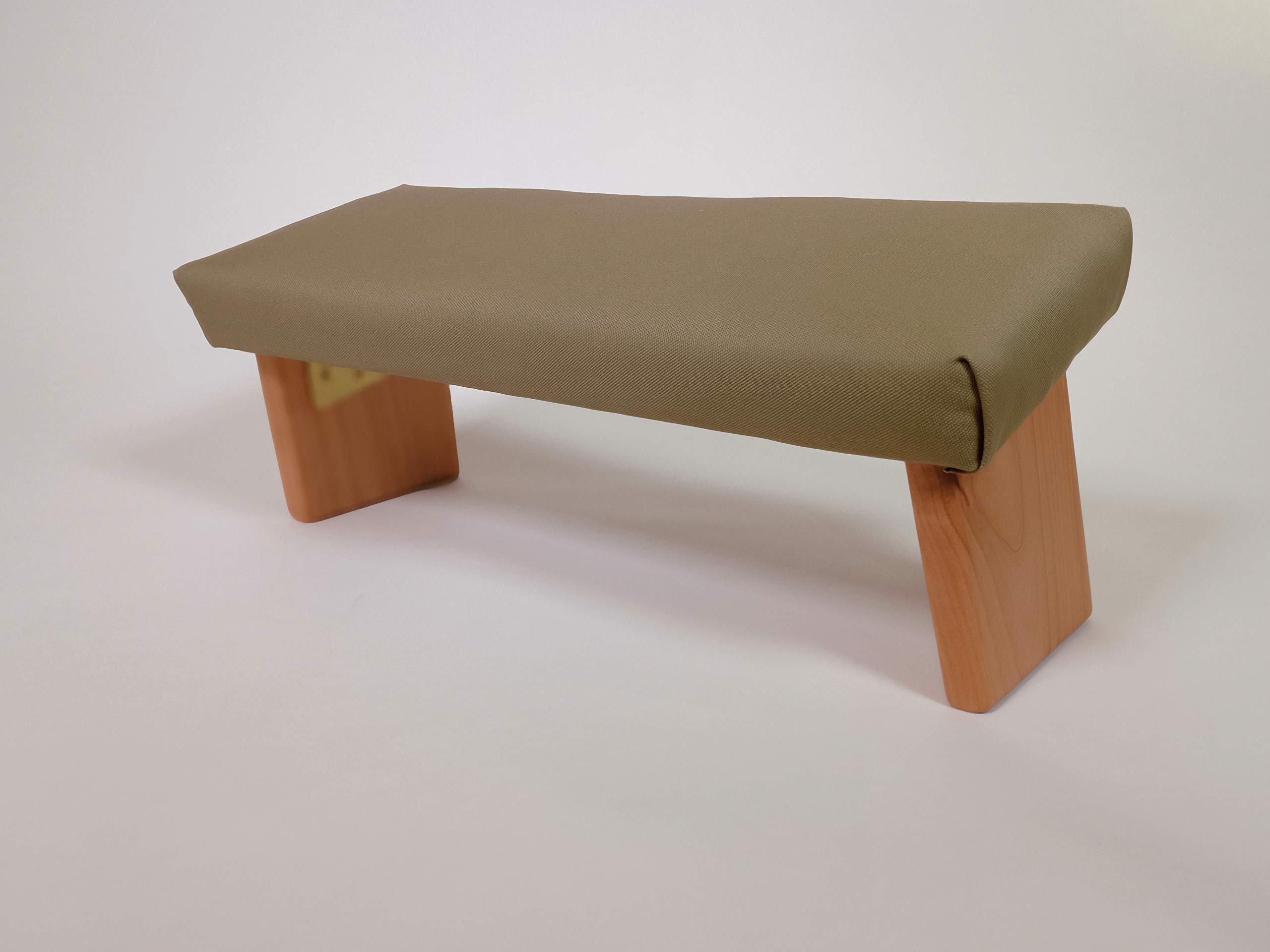 Ananda Woodworking Folding Meditation Bench, Organic Cotton, Angled Legs (Sage, Standard)