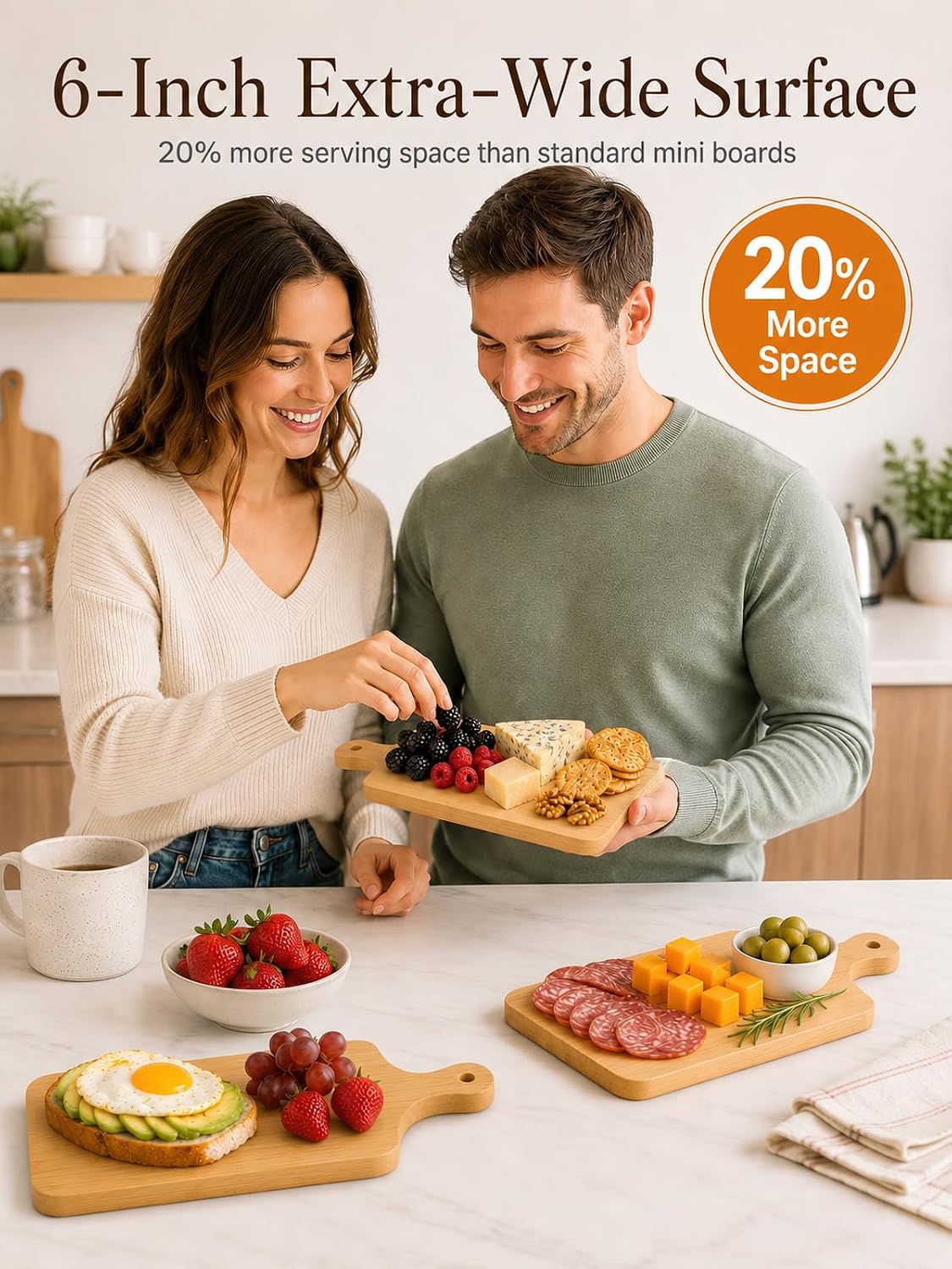 12 Pack Mini Charcuterie Boards, 11 x 6 Inch Bamboo Individual Serving Boards with 4 Cheese Knives & Hanging Rope, Small Cheese Boards for Party, Appetizers and Entertaining