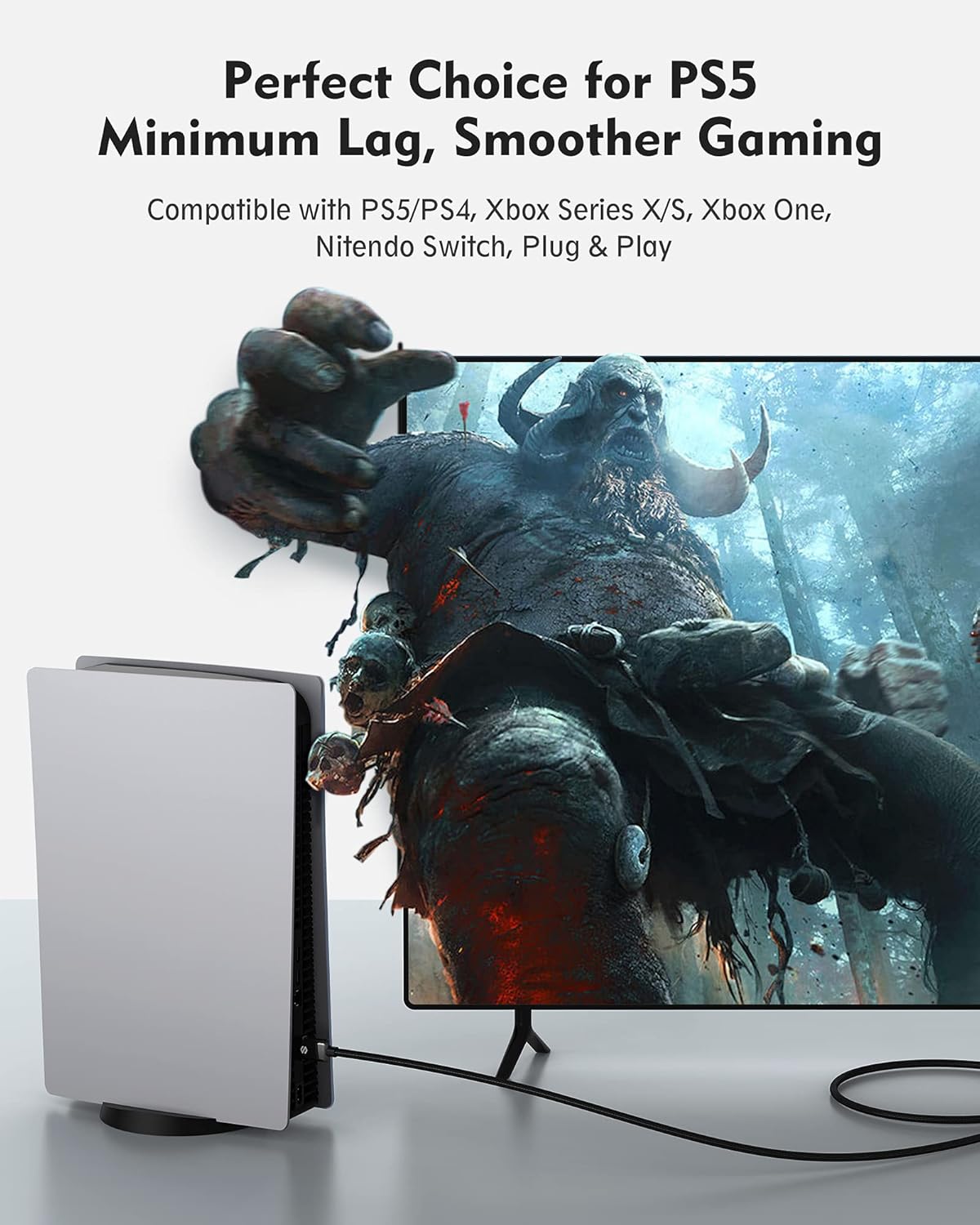 Silkland 8K HDMI ARC/eARC Cable 2.1 for Soundbar 15ft, 8K@60Hz 4K@120Hz High Speed HDMI Cord for Home Theater, 48Gbps, Dolby Atoms, DTS:X Compatible for Vizio Samsung Bose Sound bar, UHD TV, Blu-ray