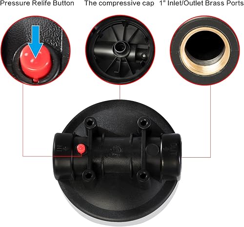 Miniatura 7 de Geekpure Sistema de filtro de agua de una sola etapa para toda la casa con carcasa azul de 20 pulgadas puerto de 1 pulgada con 4 piezas de filtro de