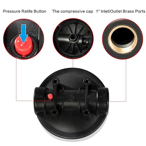 Miniatura 6 de Geekpure Sistema de filtro de agua de 2 etapas para toda la casa con carcasa transparente grande de 10 pulgadas PP y filtros de carbono, 1 pulgada