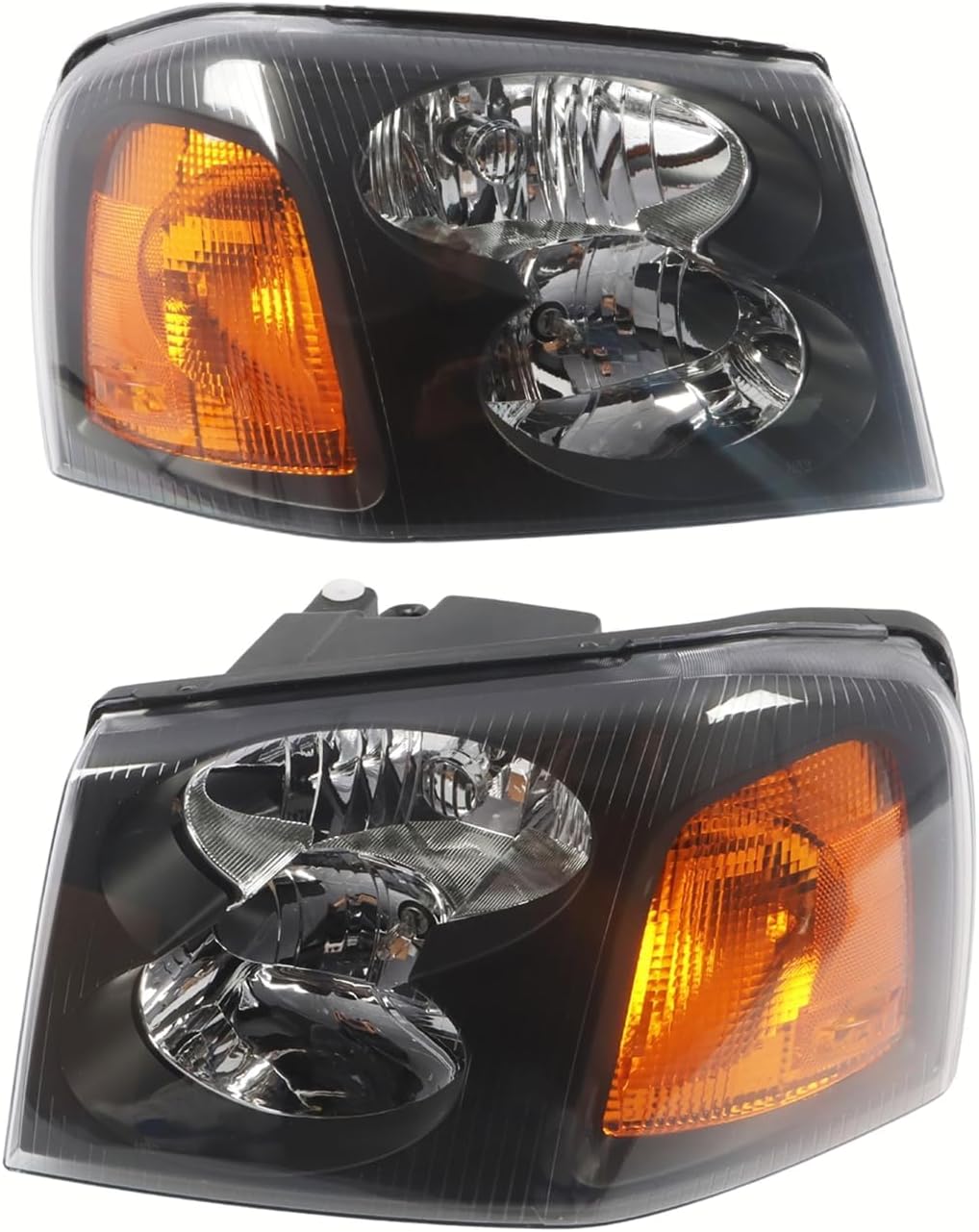 Pair Left Right Side Halogen Headlight Assembly Compatible with Envoy 2002-2009 w/Bulb Driver Passenger Front Headlamp Black Amber Corner GM2502220 GM2503220