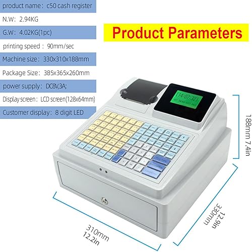 Miniatura 3 de Caja registradora 8 LED digital con bandeja de efectivo extraíble e impresora térmica, sistema POS caja registradora, caja registradora, caja