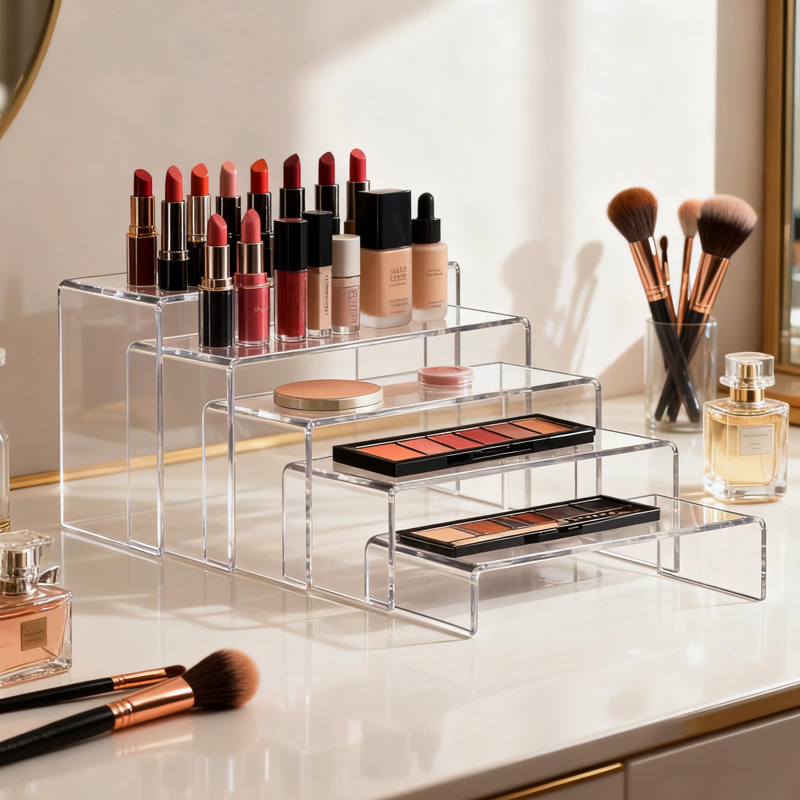 10 supporti per display in acrilico, 5 misure, trasparenti Riser, supporto per display, cosmetici, cupcakes