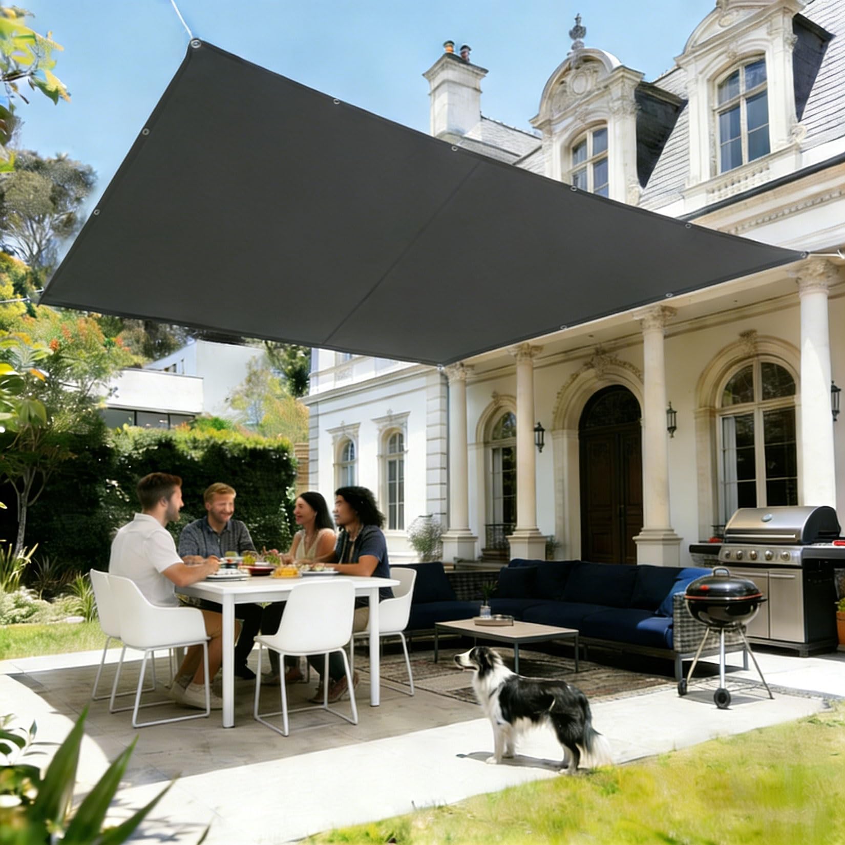 Voile d'ombrage pour pergola et camping, auvent gris foncé 95x360