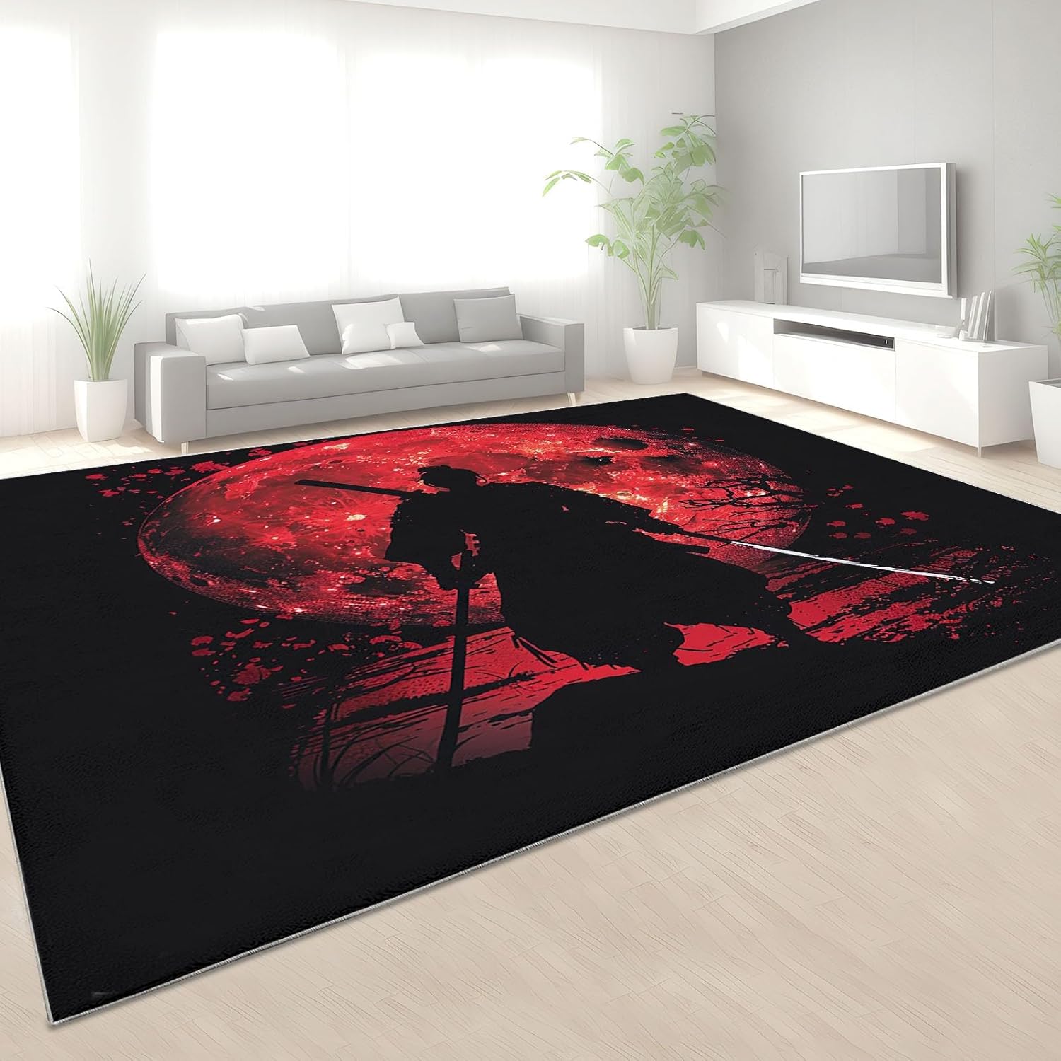 Area Rugs 2 X 3 Ft Washable, Multicolor Print Carpet, Non-Slip Stain Resistant Indoor Rug, Samurai Soft Carpet for Living Room Bedroom Office Dining Room