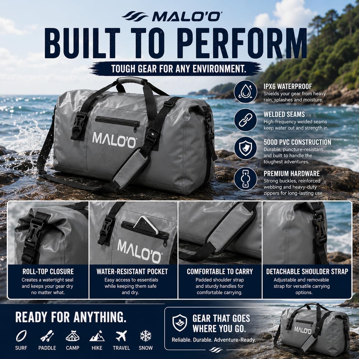Malo'o Drypack Dry Bag, Czarny, (100L) EU, Ogólne