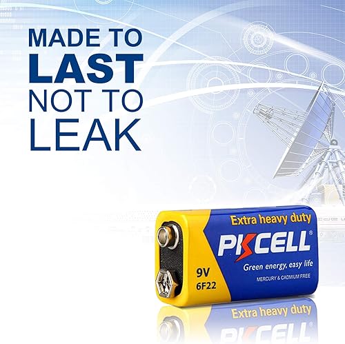 Miniatura 3 de PKCELL Batería seca de 9 V (100 unidades)  Batería de zinc de carbono de 9 voltios, vida útil de 3 años, batería a prueba de fugas de 9 V para