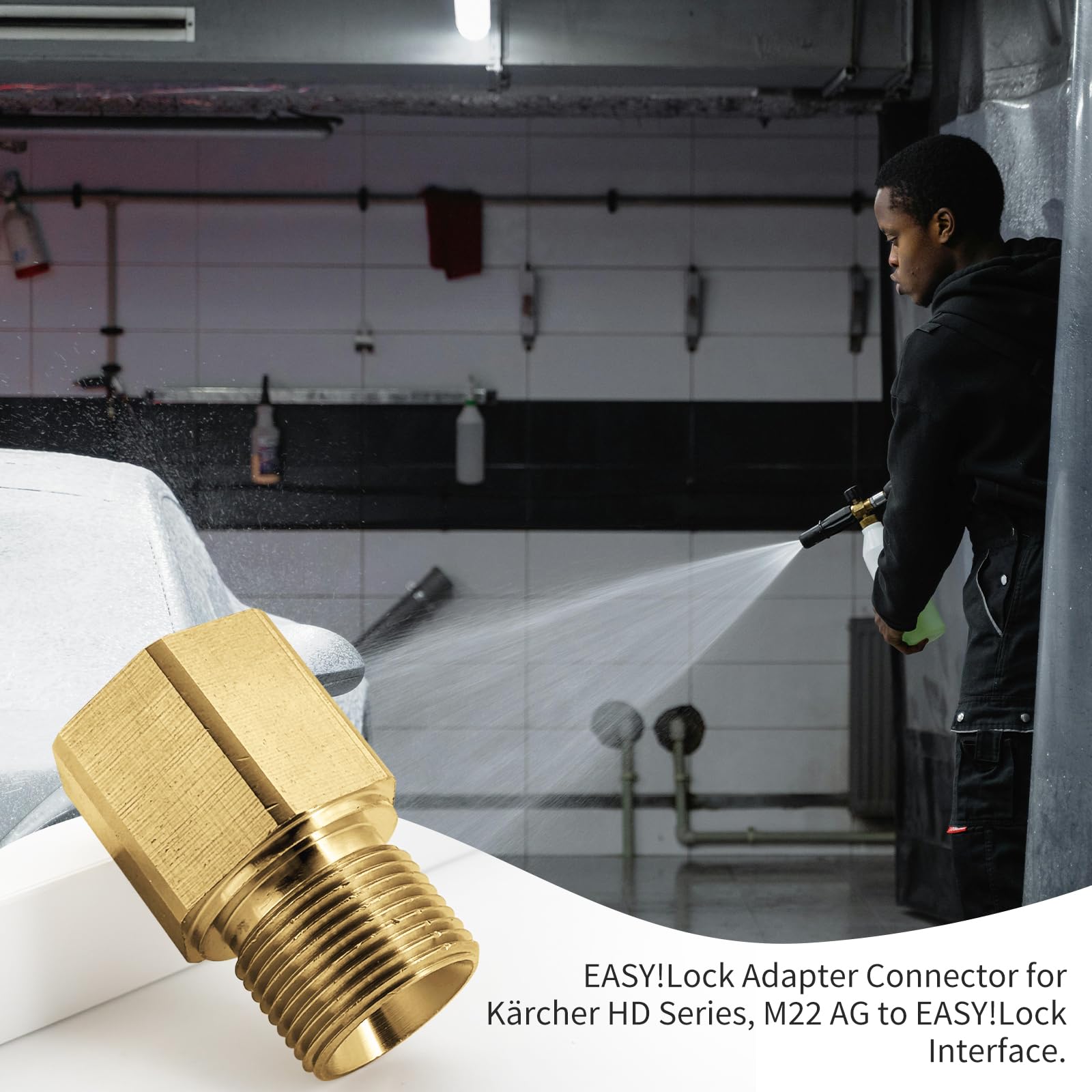 Adaptador para Kärcher Easy!Lock TR22 a M22 x 1,5 AG – Adaptador de latón para limpiador de alta presión – Adaptador antiguo a nuevo para Kärcher HD HDS ProHD, alta presión, accesorios para limpieza