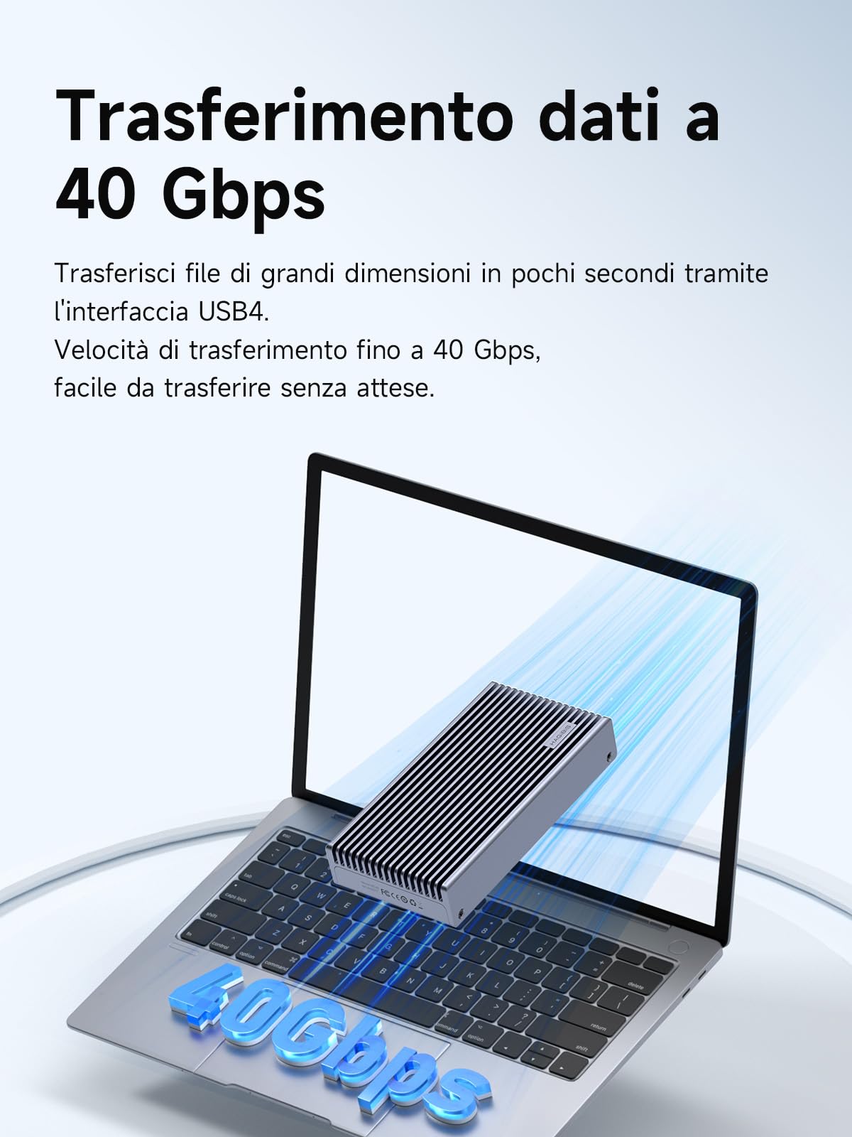 Hagibis Alloggiamento SSD M.2 NVMe, custodia SSD USB4 da 40 Gbps con display a LED Cavo USB4 PCIe3.0x4 Custodia per unità a stato solido esterna USB C in alluminio, chiave B&M+M 2230/2242/2260/2280