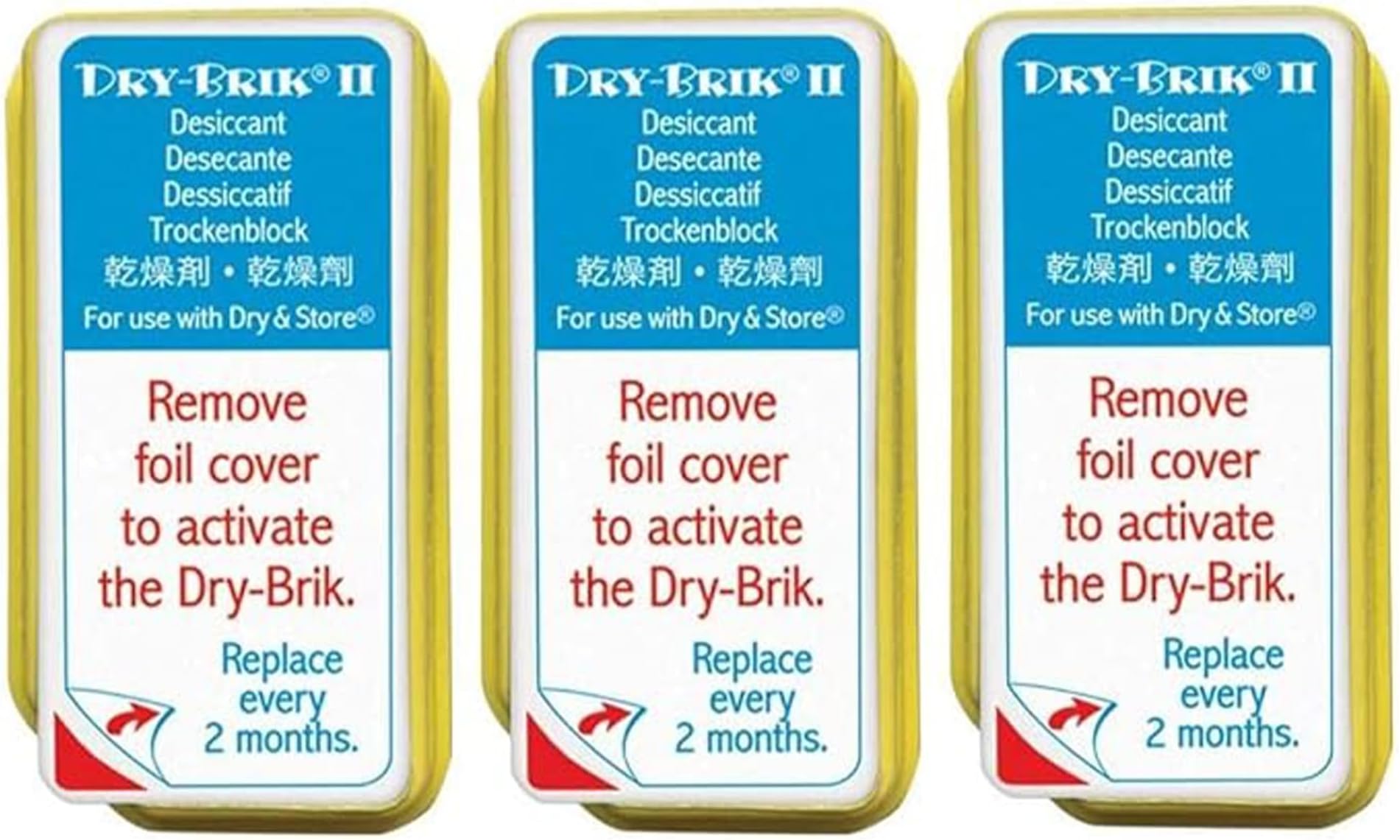 Dry-Brik® II Desiccant Blocks - 3 Blocks (1 Pack of 3 Blocks)| Replacement Moisture Absorbing Block for the Global II and Zephyr by Dry & Store | Hearing Device Dehumidifiers