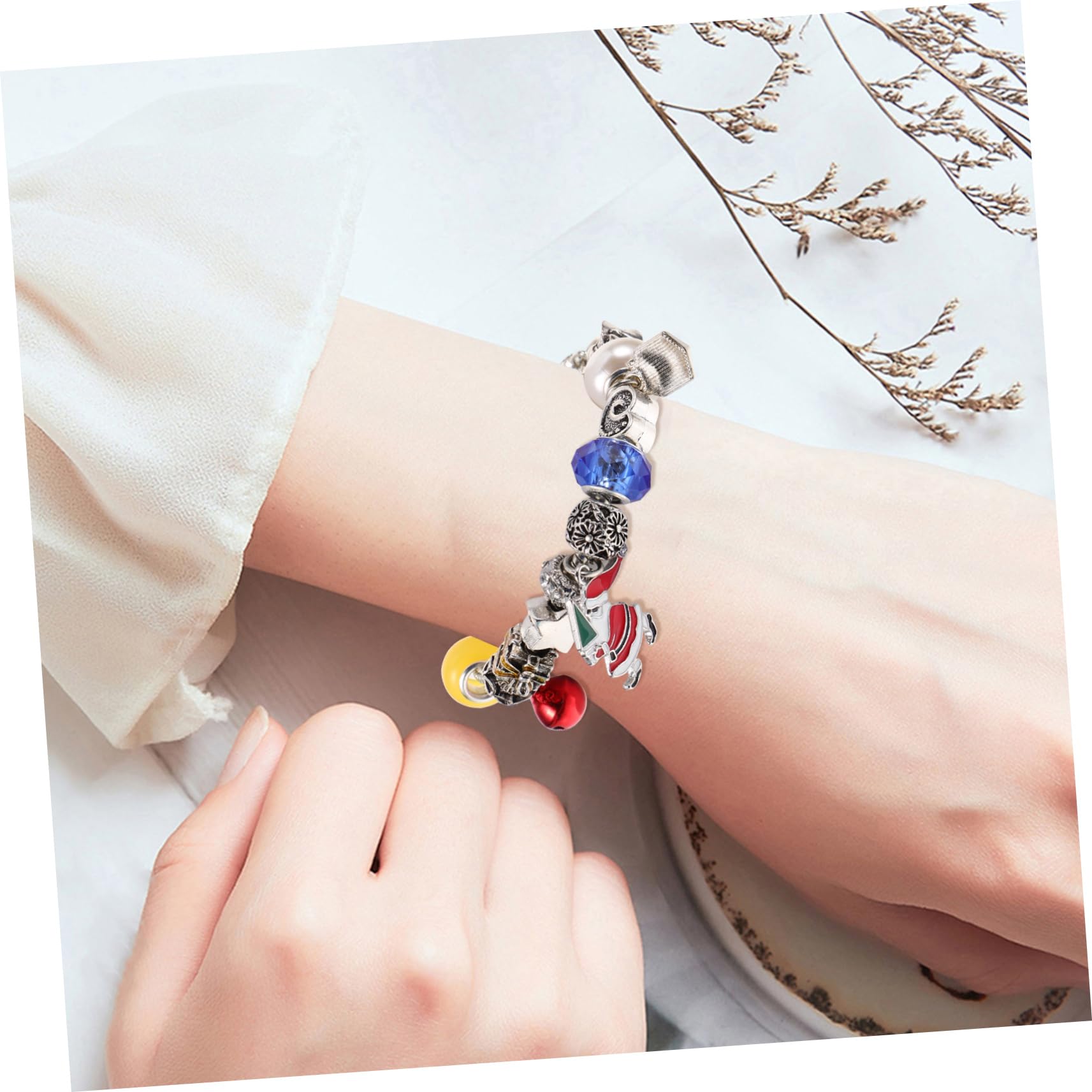 Tofficu 3 Juegos Pulsera navideña christmas ornaments complementos navideños accesorios navideños mini Llavero collar decoración de joyería de muñeca cadena de muñeca elegante aleación
