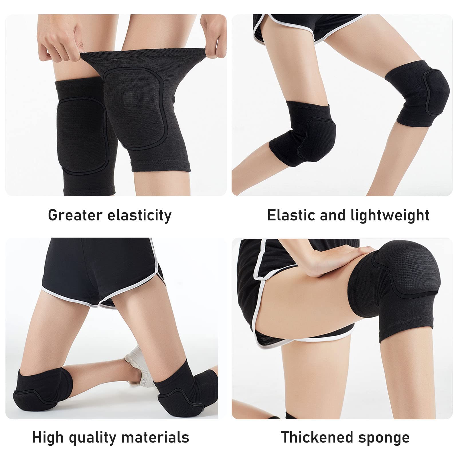 Ginocchiere Sportive Per Bambini 4-15 Anni | 2 Paia (blu+nero) | Compressione Per Basket, Pallavolo, Ginnastica | Taglia L