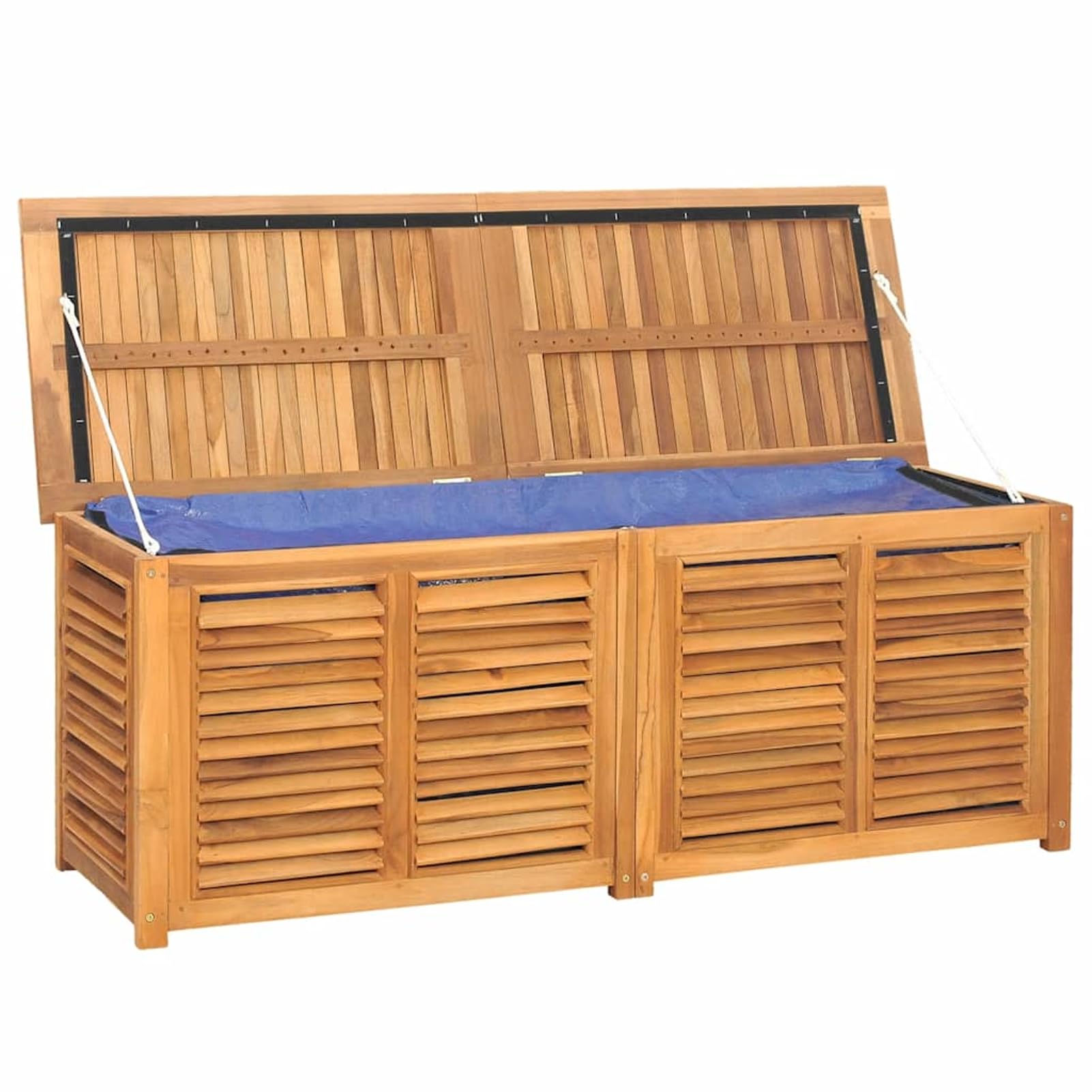 Gecheer Scatola di immagazzinaggio giardino e borsa 150 x 50 x 53 cm in legno massiccio teak, scatola portaoggetti esterna organizer per attrezzi da giardino, cassapanca per cuscini per balcone