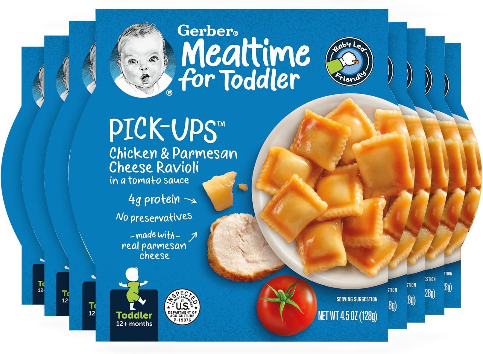 Gerber Pick-ups, Chicken & Parmesan Cheese Ravioli in a Tomato Sauce, 4.5 Ounce (Pack of 8)