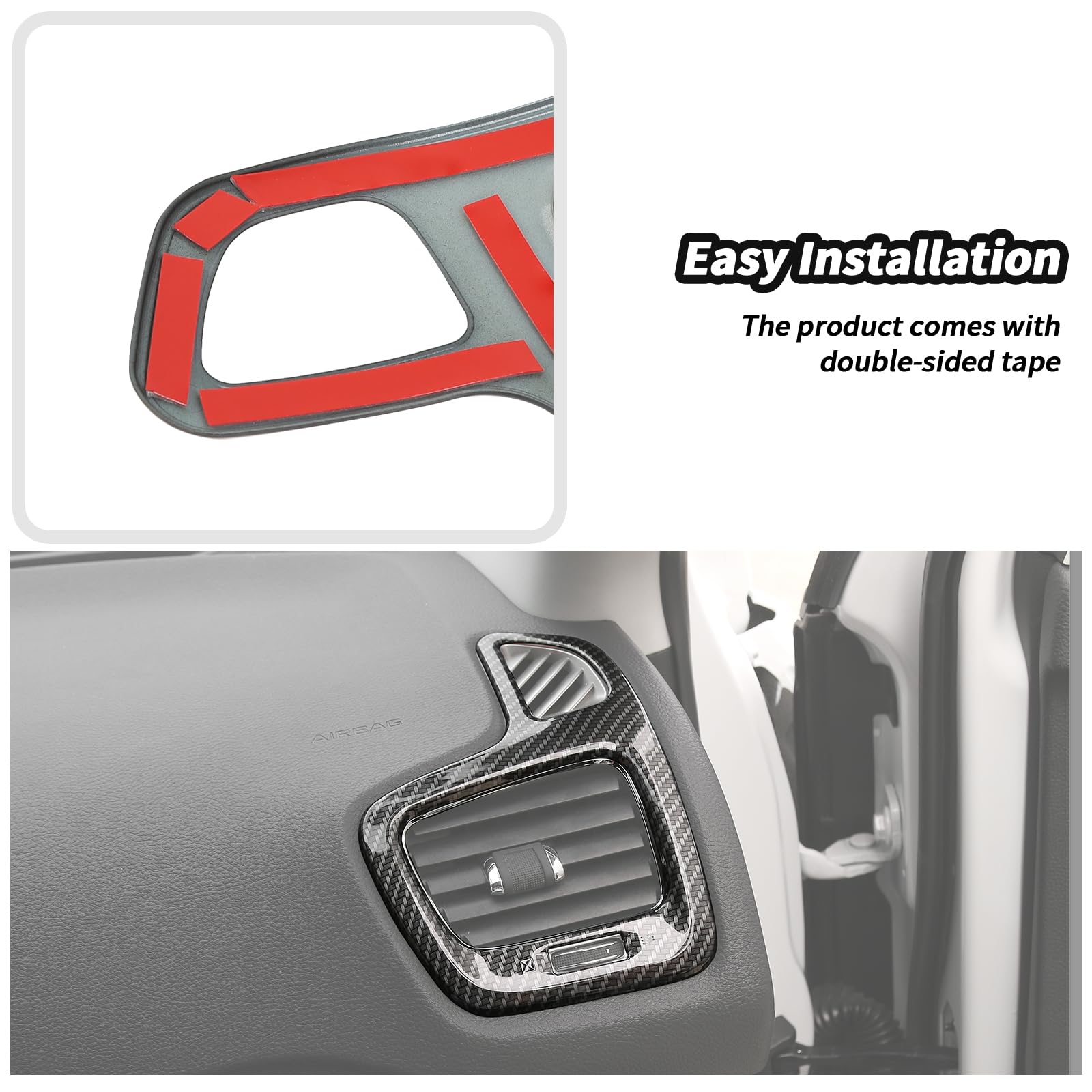 Coprivolante In Carbonio Per Jeep Renegade/Compass - 3 Pezzi, Adesivo, Interni Auto - Foto 7