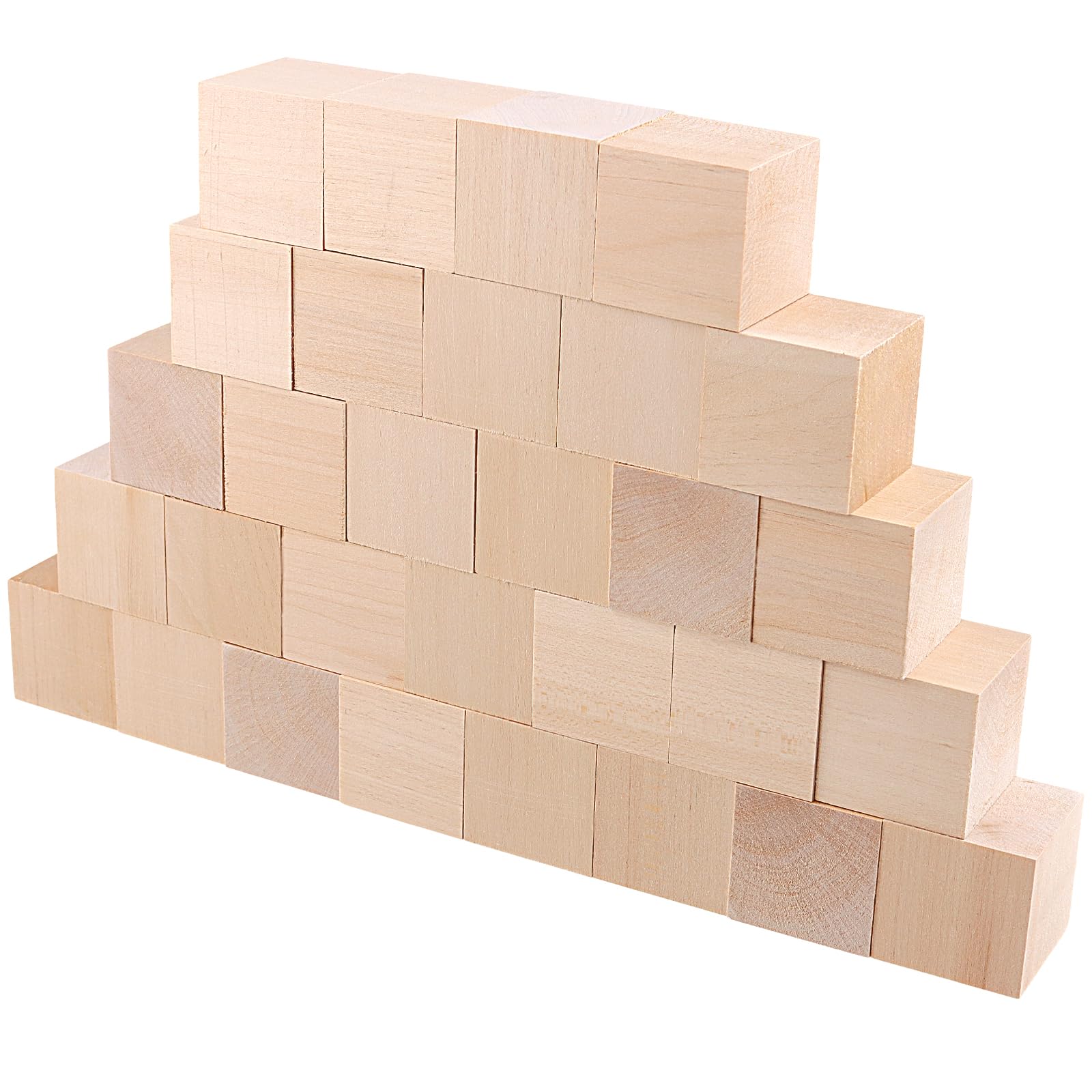TAICHEUT 30pcs 5 x 5 x 5cm Wooden Cubes, 2 Inch Square Wood Blocks, Natural Basswood Cubes, Unfinished Square Wood Blocks for DIY Craft