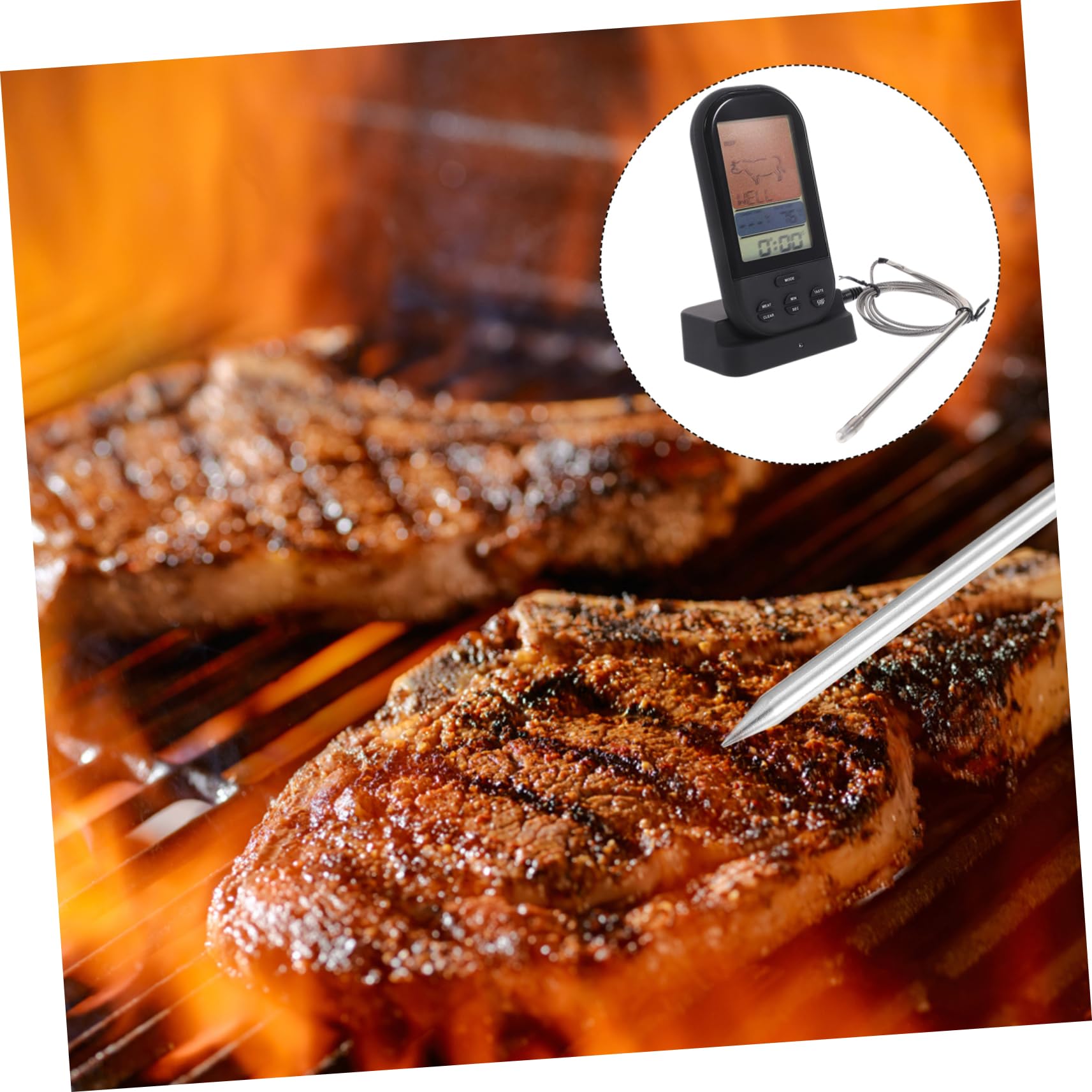 ABOOFAN Termometro Digitale Wireless Per e Bbq Con Display Lcd Monitoraggio Remoto Metri Allerta Di Cottura e Temperatura Preimpostata Per Forno