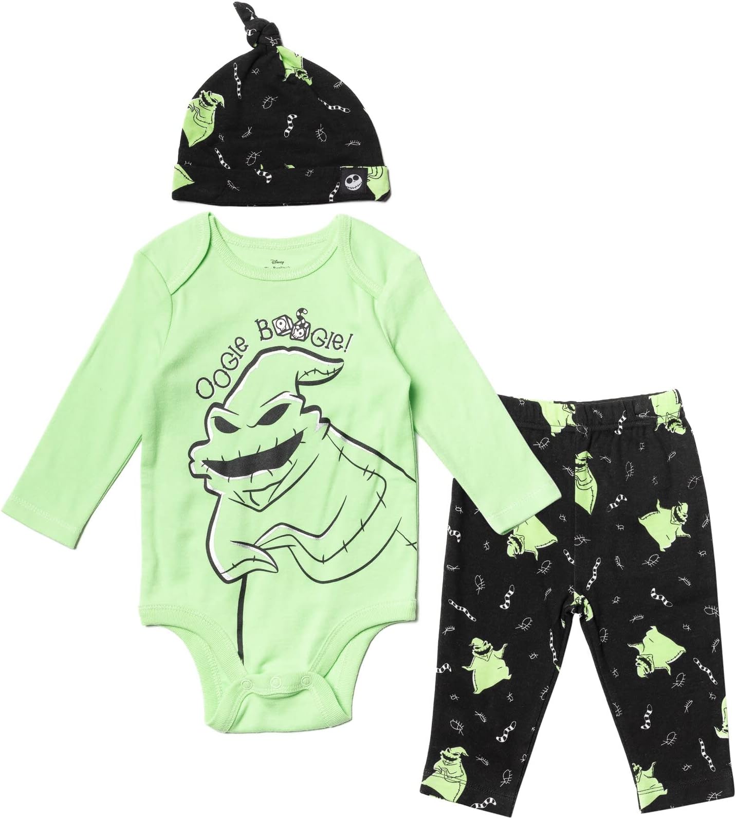 DisneyNightmare Before Christmas Sally Jack Skellington Baby Bodysuit Pants and Hat 3 Piece Outfit Set Newborn to Infant