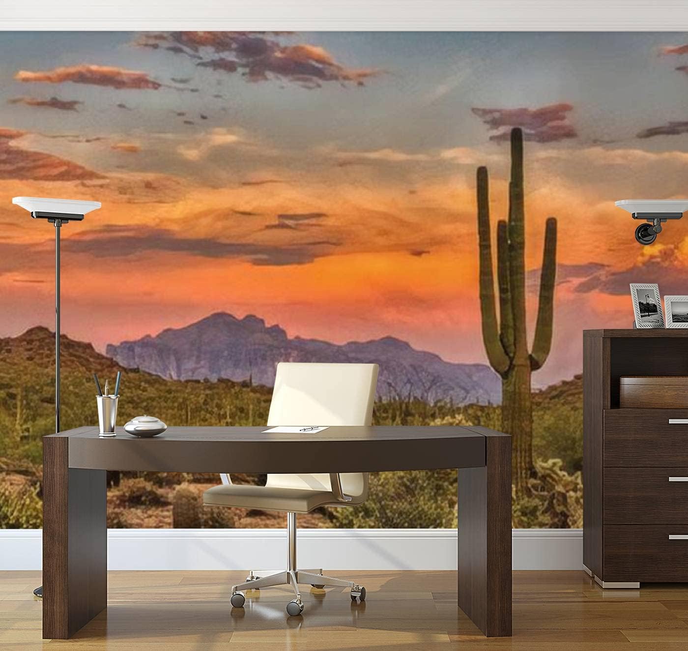 Modern 3D Sunset in The Sonoran Desert Near Phoenix Arizona Wallpaper Stick and Peel Stickers Removable Mural for Living Room Bedroom TV Background