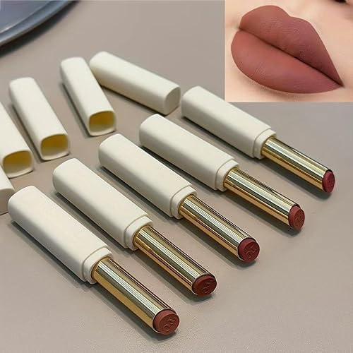 Matte Velvet Lipstick Set, 5-Piece, Non-Stick Long-Lasting Lip Color with Hydrating Squalane, Orange and Pink Tones