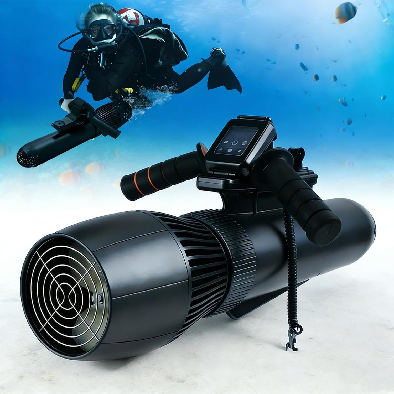 Underwater Propeller Scooter, Diving Swimming Boosters, 500W/700W, 30m Depth, 3-9 Km/H, with Removable Handle and Watch Remote, for Pool and Ocean