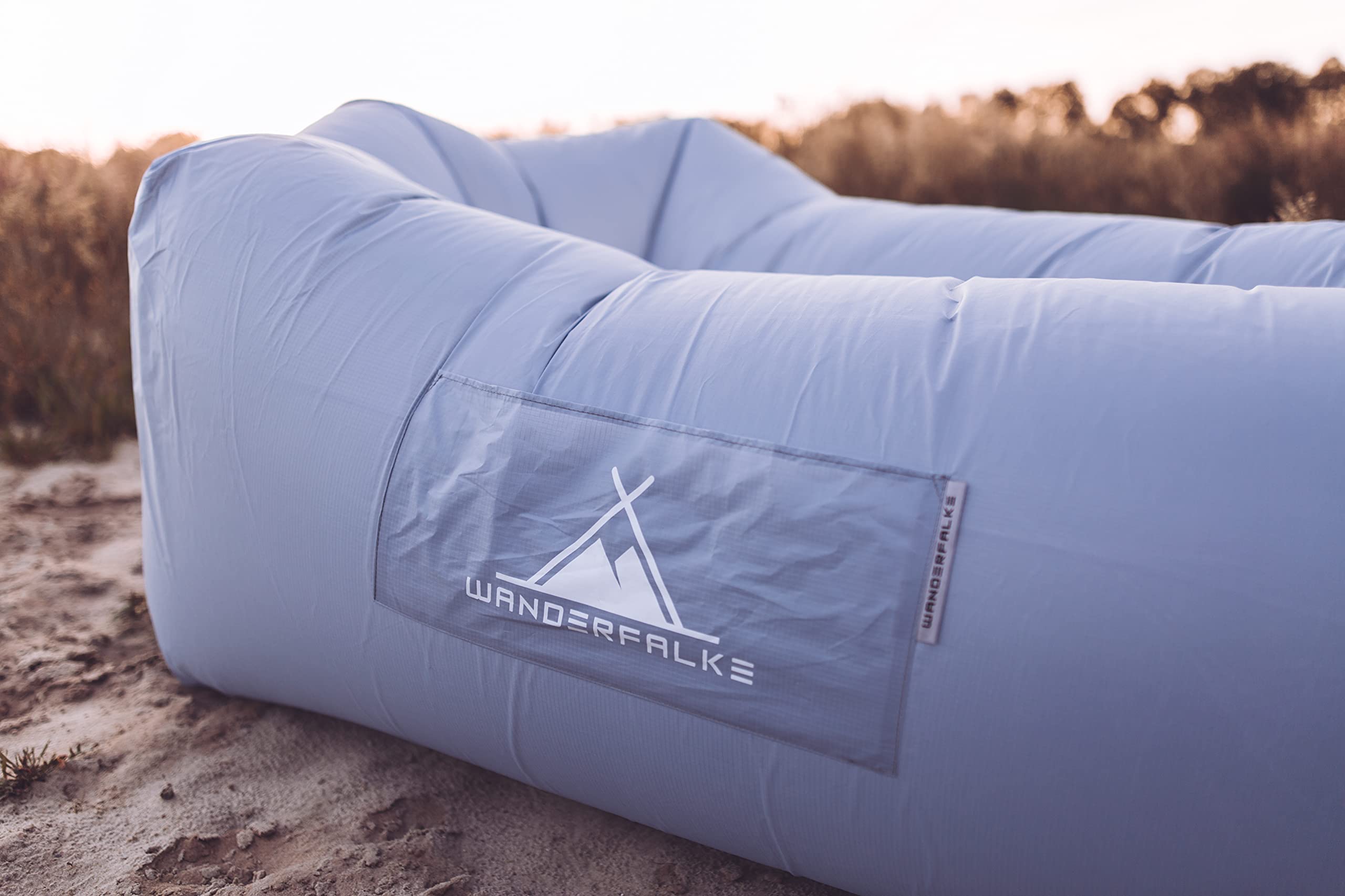 WANDERFALKE Sofa powietrzna na plażę, do aktywności na świeżym powietrzu, na kemping (lodowy szary)