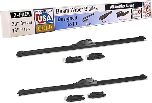 Juego de 2 limpiaparabrisas dorado de 20 y 18 pulgadas (juego de 2) limpiaparabrisas de repuesto para automóvil, fácil de instalar y múltiples tipos