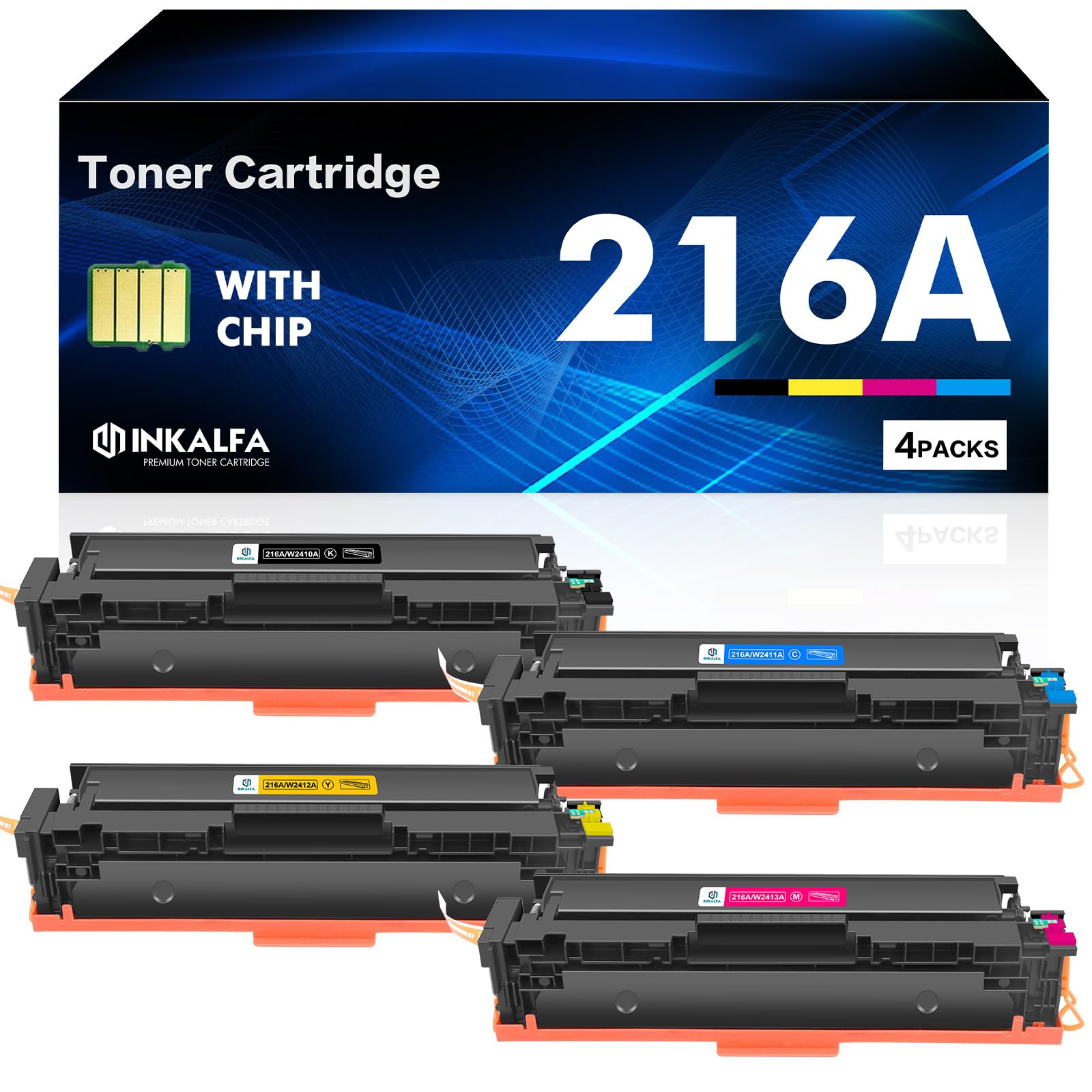 216A W2410A Toner Set Mit Chip Kompatibel für HP 216A Color LaserJet Pro MFP M183fw M182nw M182n M155a M155nw M183 M182 M155 W2410A W2411A W2412A W2413A - Schwarz Cyan Gelb Magenta, 4er-Pack