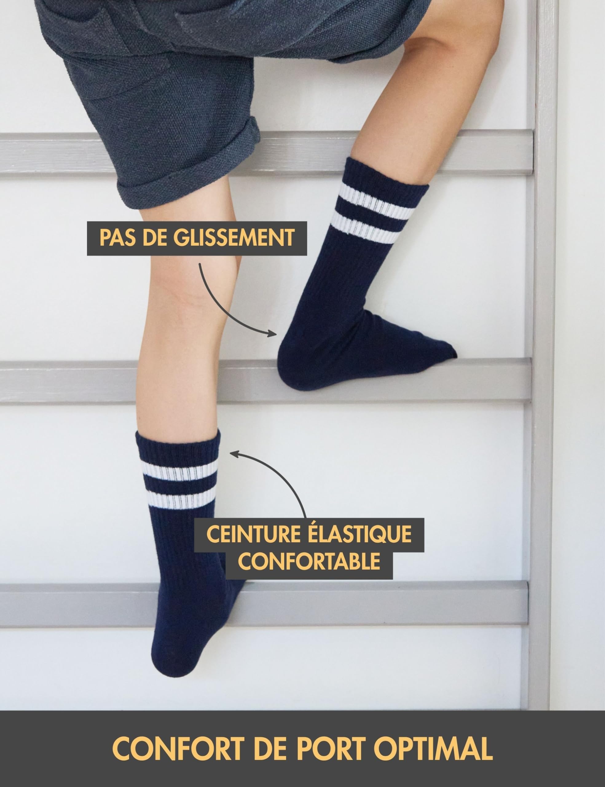 Basic Treasure Lot de 4 Paires de Chaussettes de Tennis Enfant en Coton