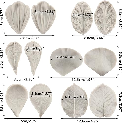 Vista 46 de Sijiangmold Gumpaste - Molde de silicona para veteado de hojas de fondant, moldes veteados para pasta de goma, molde de flores para decoración