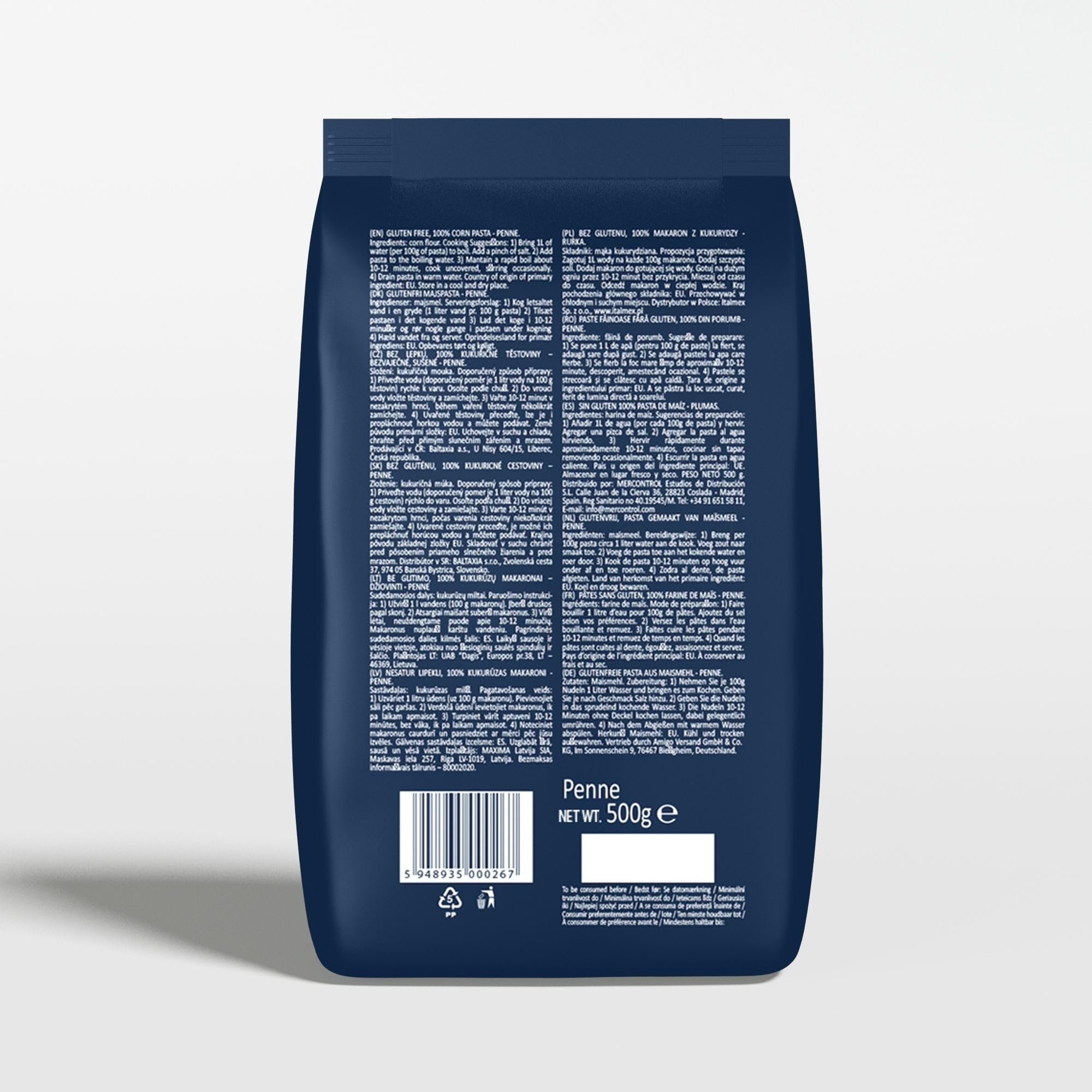Sam Mills - Plumas Sin Gluten - 1 paquete de 500 g - 100% Harina de Maíz - Fabricado en Instalaciones Sin Gluten - Mejora el Tránsito Intestinal - Ideal para Dietas Veganas — view 2