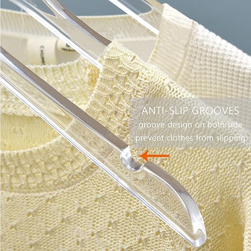 Miniatura 4 de Besser - Paquete de 15 perchas acrílicas con dorado, colgador acrílico transparente, perchas de cristal de alta calidad con gancho dorado giratorio