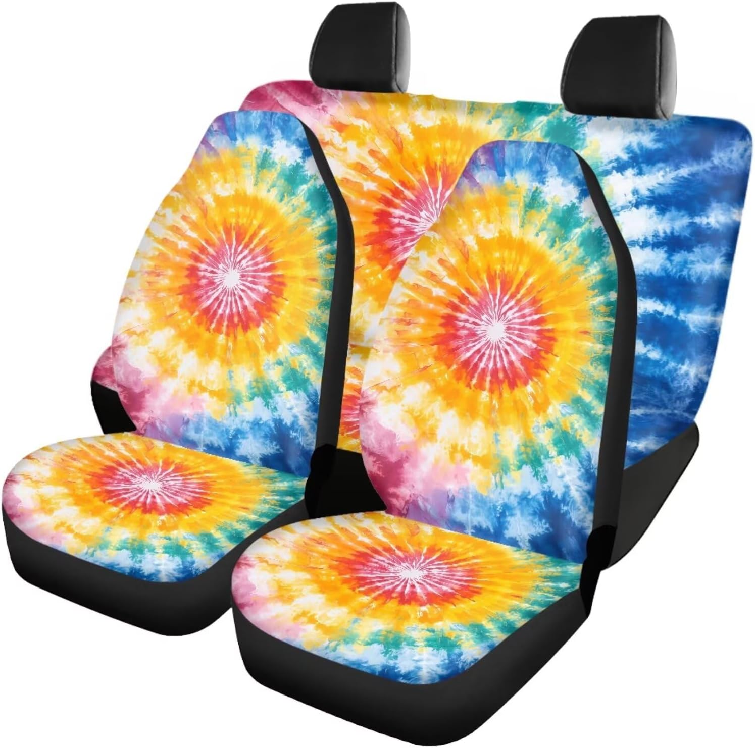 Tie Dye Car Seat Covers Full Set Car Interior Accessories, Soft Non-Slip Vehicle Cushion Protector for Sedan Suvs Car Truck