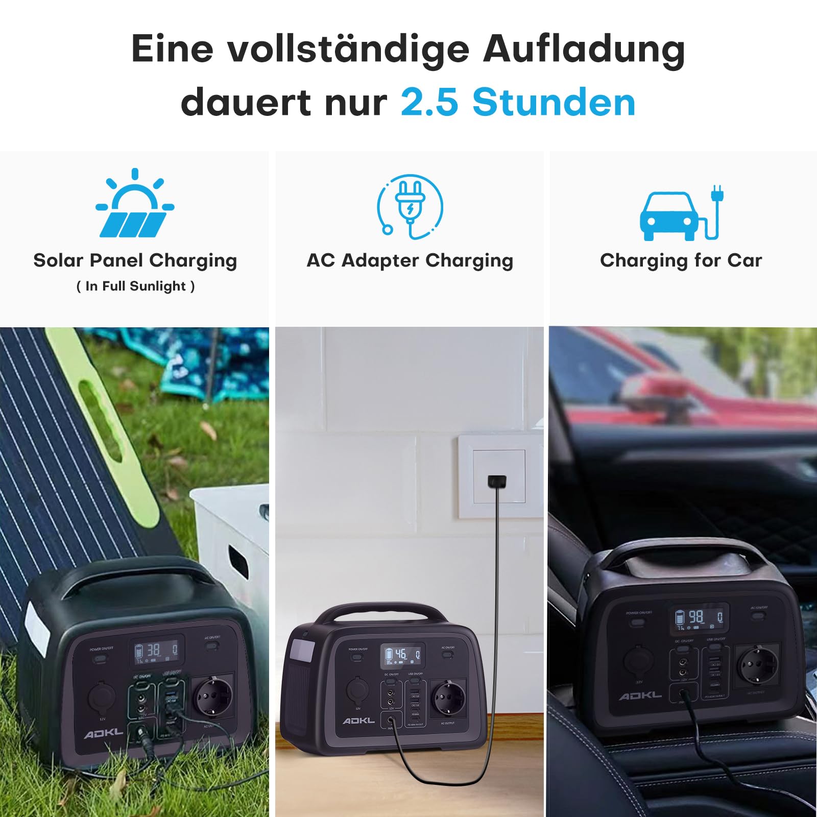 Tragbare DC Powerbank Powerstation, 320Wh Akku für mehrere Geräte, LiFePO4 Akku, 300W Solargenerator mit 300W AC/PD 60W USB-C Ausgang, Für Camping, Draußen, Reisen, Notfälle.
