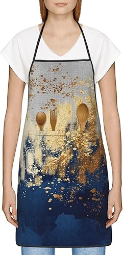 Miniatura 2 de Delantales con pechera para mujeres y hombres, delantales de cocina con bolsillos para cocina, barbacoa, hornear, asar a la parrilla