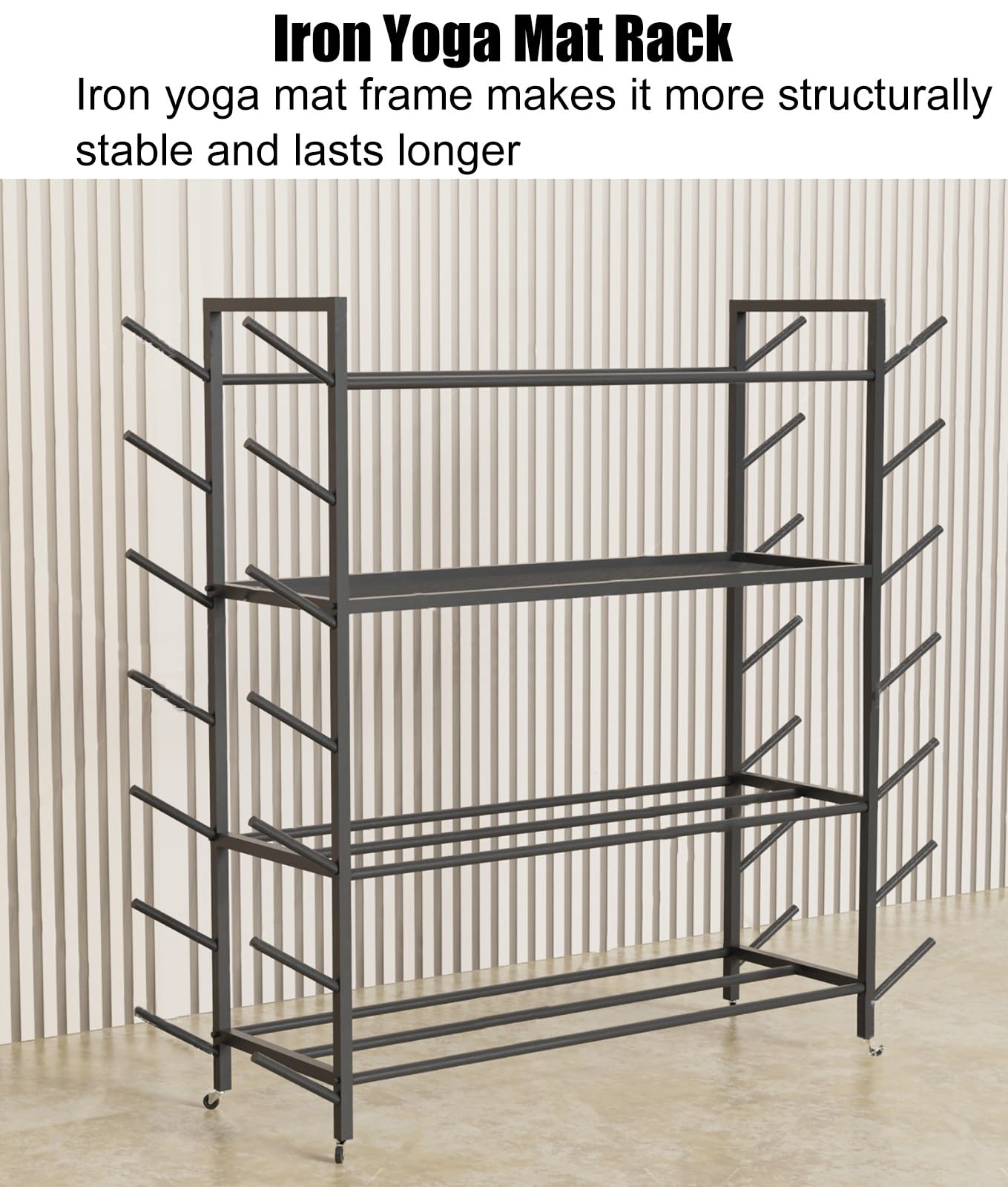 Esterilla de yoga y gimnasio Equint Sto Stand con ruedas para pelotas de ejercicio y rodillos de espuma, perfecto para gimnasio en casa y Ga