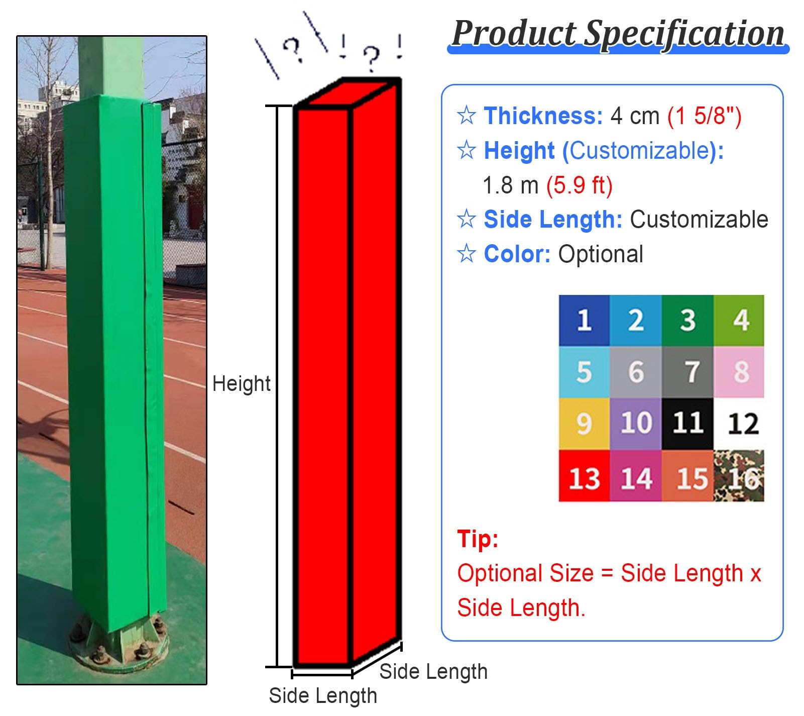 Imbottitura resistente protezione anti-collisione per pali da gioco e attrezzature sportive