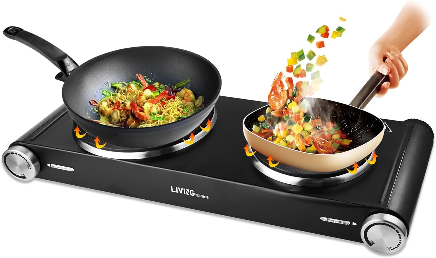LIVINGbasics Hot Plates Double Burners 1800W Electric Stove Countertop