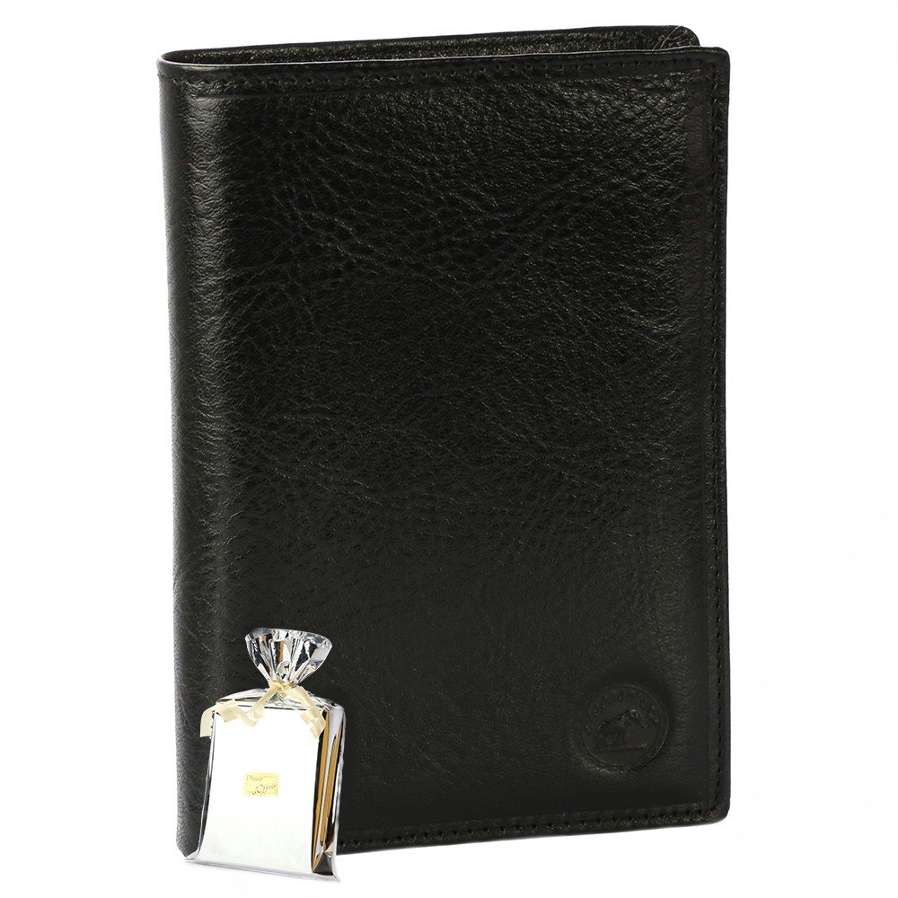 Elephant - Grand Classique Portefeuille en Cuir Noir N1328 - Grand Portefeuille Homme Pack Cadeau Noël. Une fête. Un Anniversaire