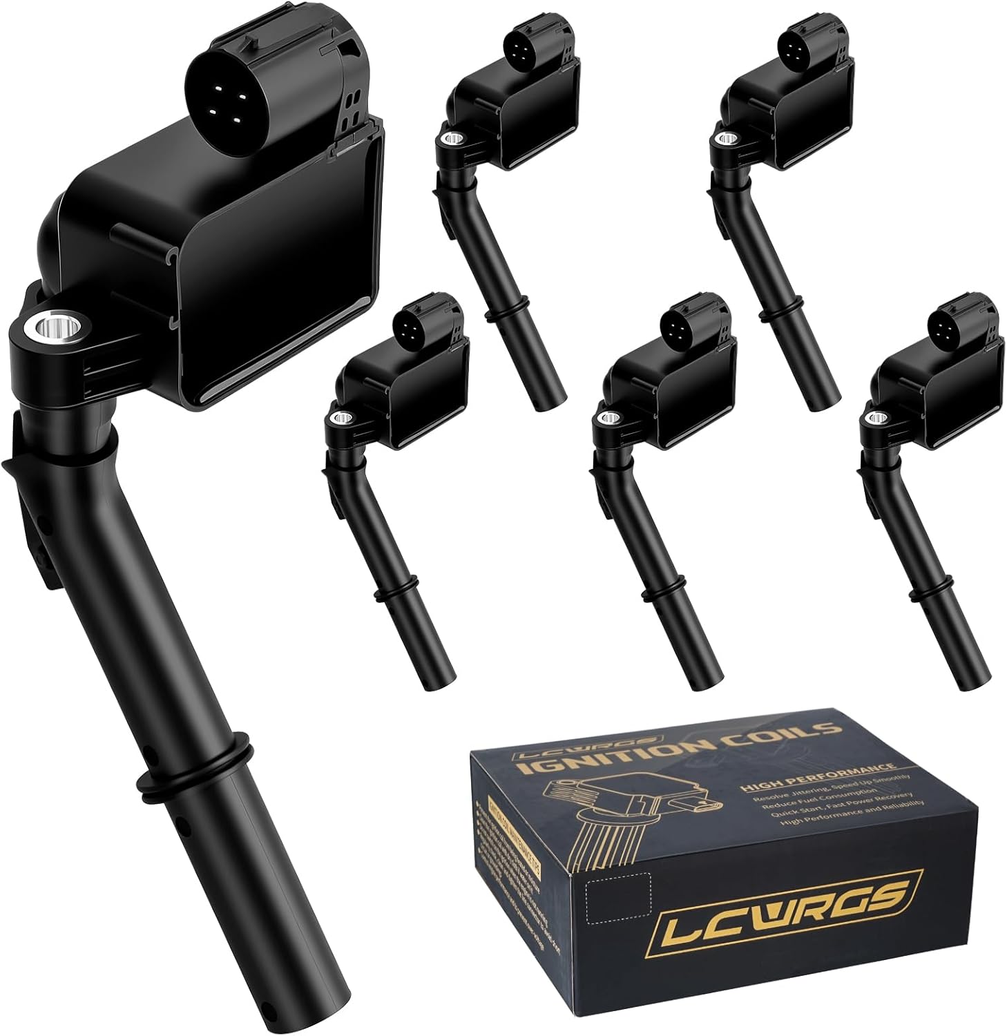 Set of 6 Ignition Coil Packs Fits for Mercedes Benz E350 GLK350 ML350 C300 C350 SLK350 R350 2012 2013 2014 2015 2016 3.5 V6 Coils Replaces# UF741 2761500080