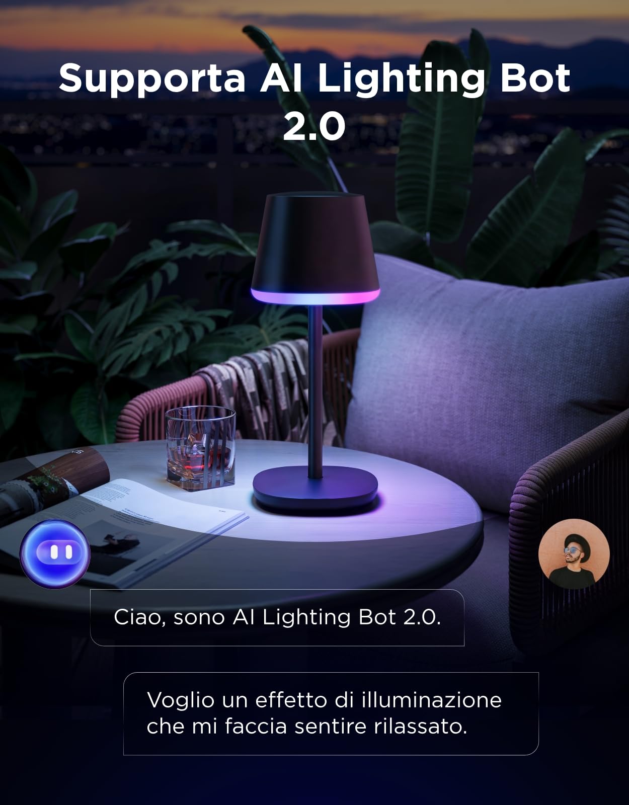 Govee Lampada da Tavolo senza Fili, RGBICWW Lampada da Comodino LED Compatibile con Mattel Alexa, Dimmerabile 500lm e Ricaricabile 4800mAh, 72 Scene, 2700-6500K per Soggiorno Camera da Letto Scrivania
