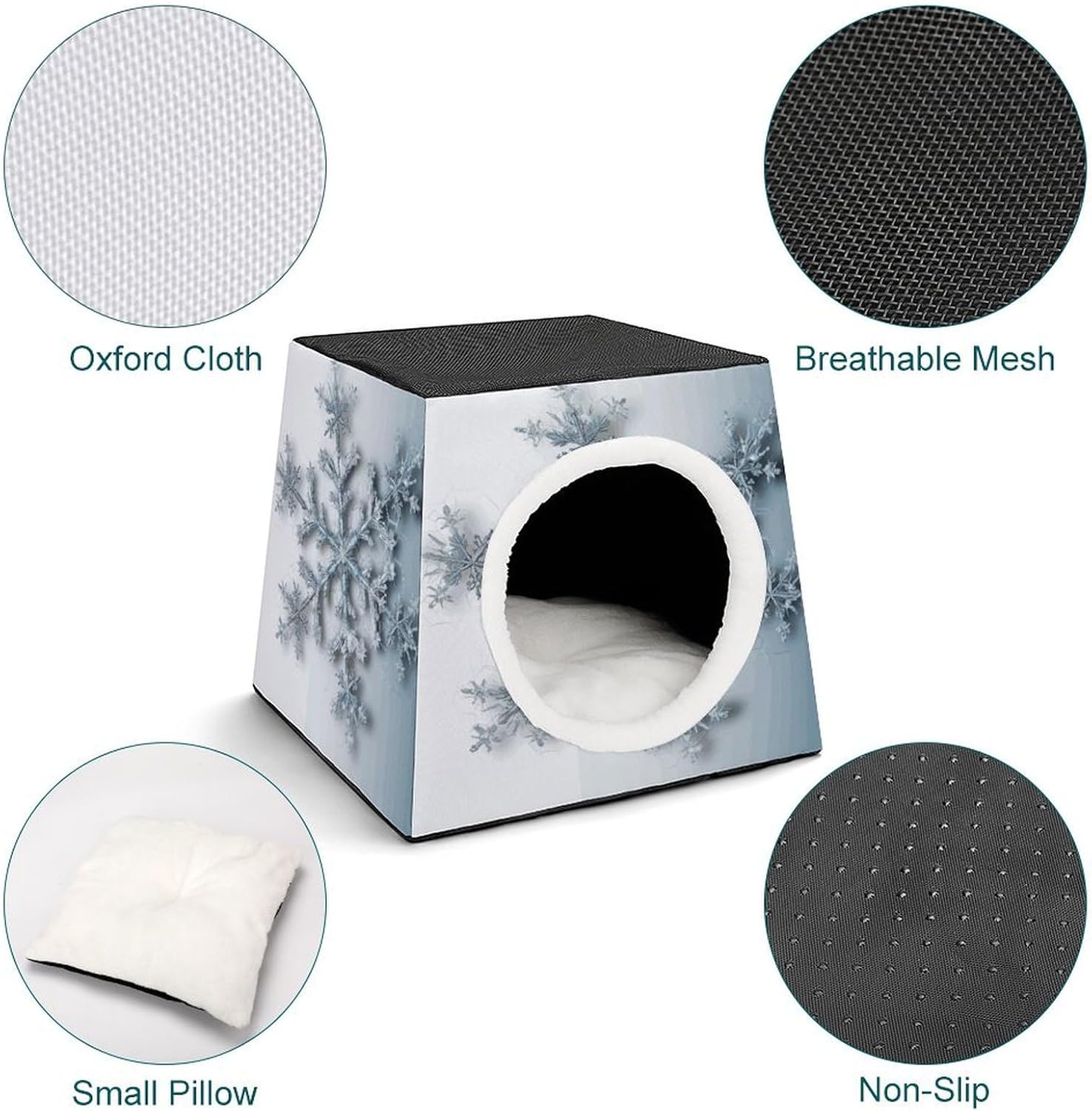 Pet Sleeping Nest Bed, Transparent Snowflake Printed Dog House Cat Nest, Winter Pet House are Suitable for Most Cats, Dogs, and Other Small Pets