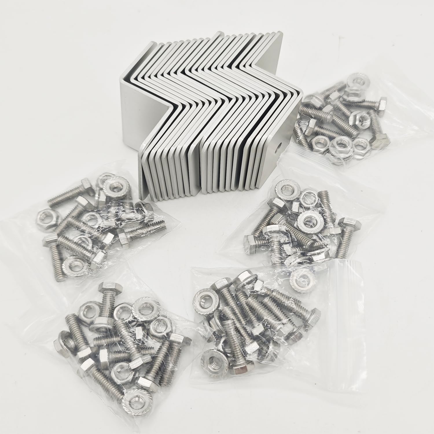 20 Units Solar Panel Z Brackets Mount Mounting Kits with Nuts and Bolts for RVs, Trailers, Boats, Yachts, Wall and Other Off Gird Roof Installation Silver 5 Sets