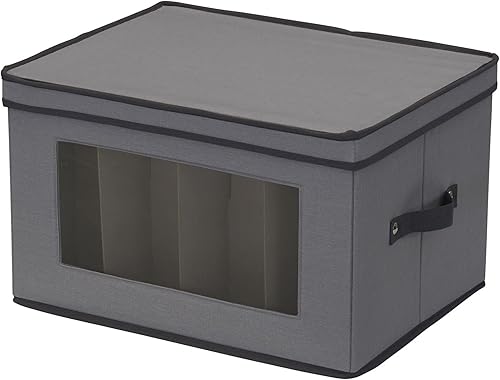 Household Essentials - Caja de almacenamiento de color gris para copas de tallo