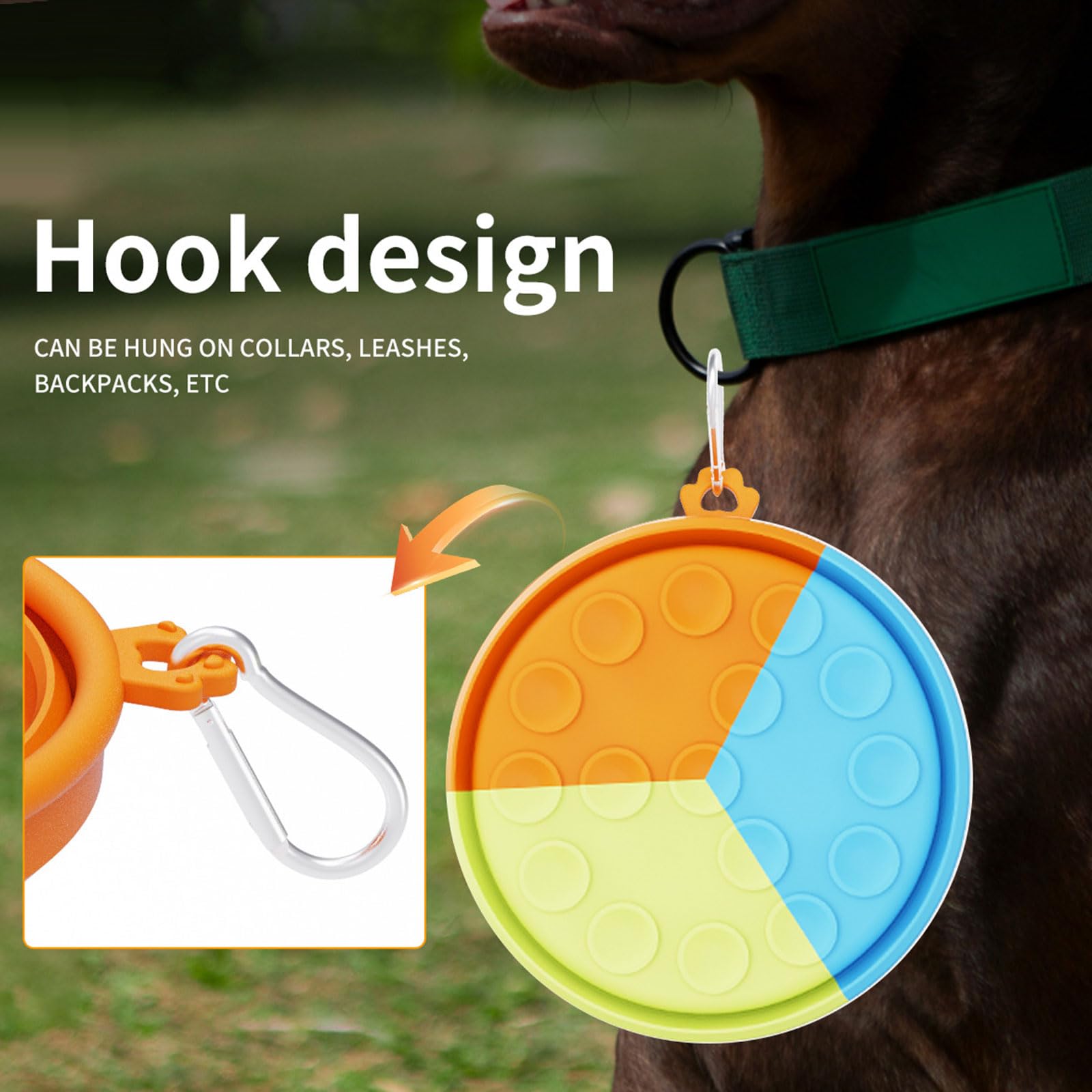 HUANGTNG 2PCS Dog Bowl for Travel Pet Foldable Feeding Silicone Food Bowl Outdoor Water Bowl Food Dispenser for All Breeds