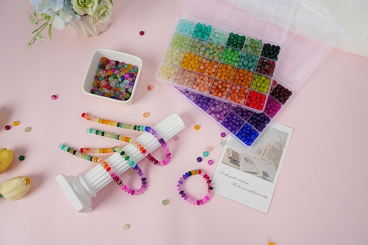 3000Pieces Glass Beads for Jewelry Making,96 Colors Special Glass Beads Friendship Beads for Bracelet Necklaces Making and DIY Crafts,Great Gifts for 6-Year-Old